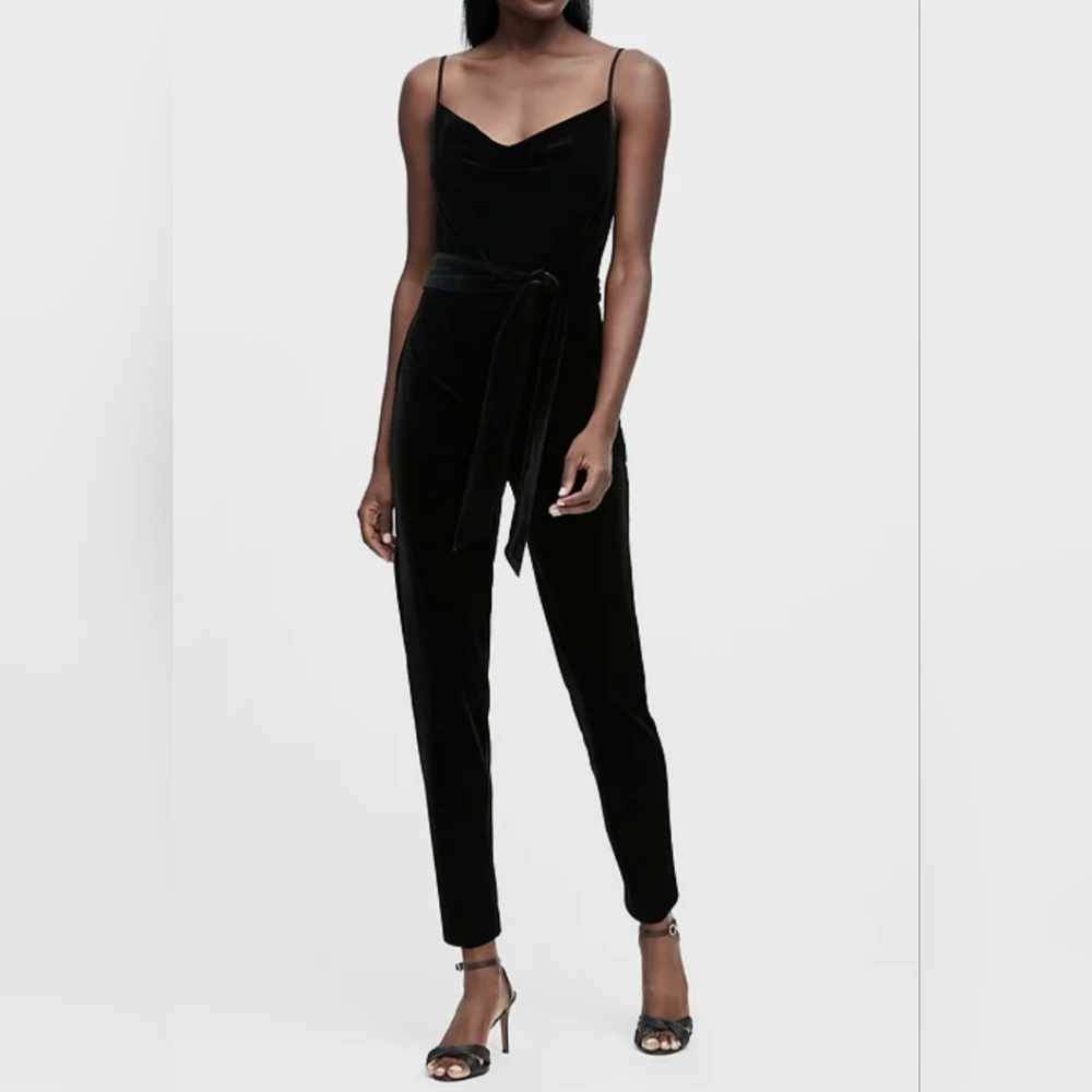 Velvet Cowl-Neck Jumpsuit